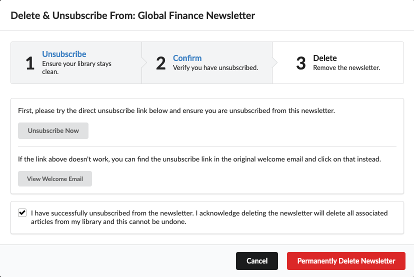 Unsubscribe from newsletters to clean your Any2K library